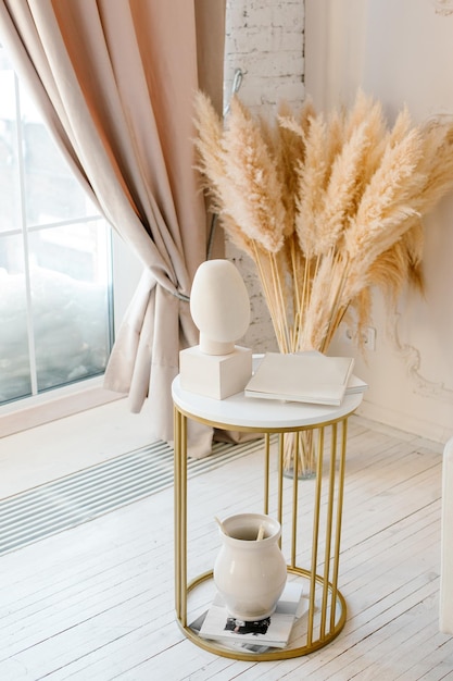 Photo flower vase on table at home