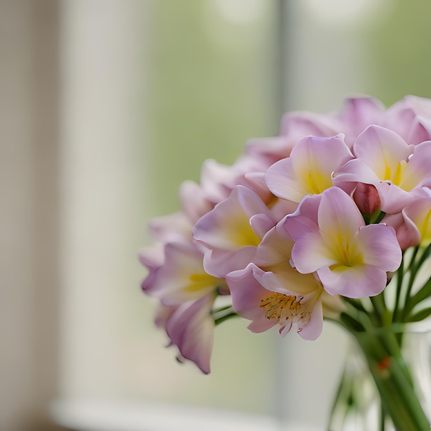 その上にミツバチという言葉が書かれた花瓶の中の花