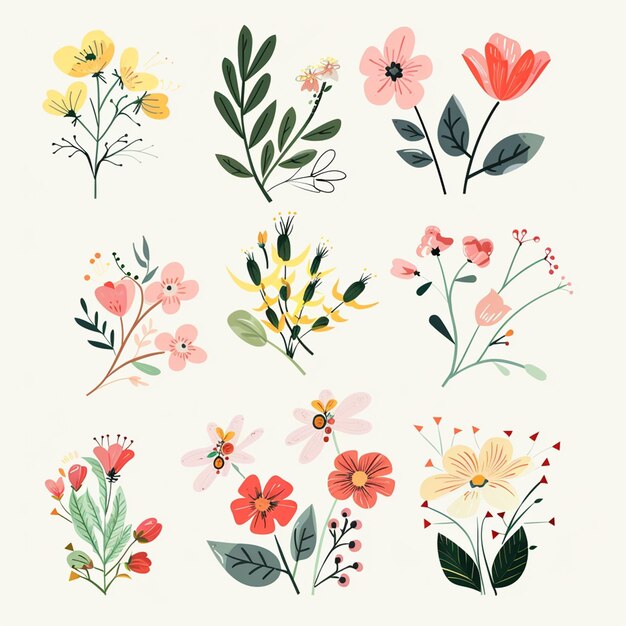 Photo flower vector set