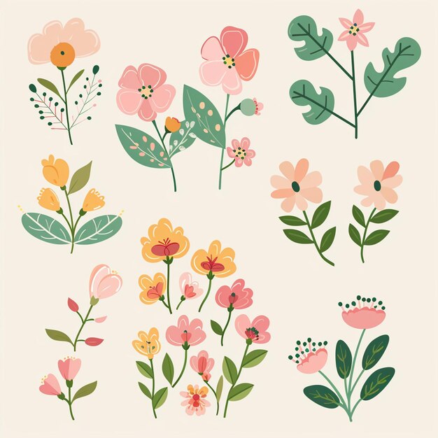 Photo flower vector set