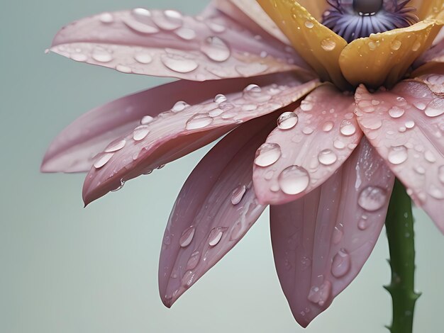 Photo a flower vintage pastel light tones hyper realistic hyper detailed raindrops falling petala 2