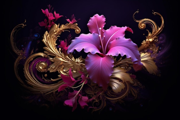 Flower Wallpaper Art With Jewels Ai generatief