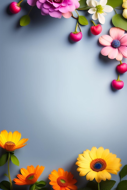 Foto una carta da parati floreale con un fiore e un fiore rosso a sinistra