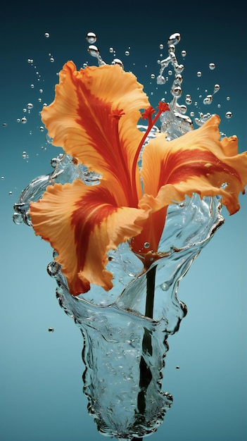 水のスプラッシュの中の花