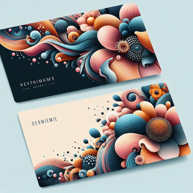 Photo flower wave abstract business card