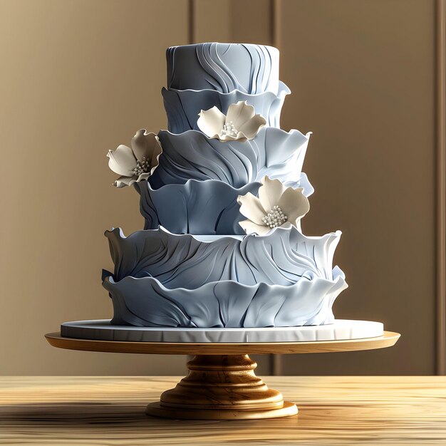 Photo flower wedding cake