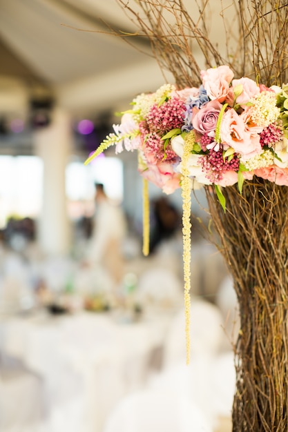 Flower wedding decoration on the table