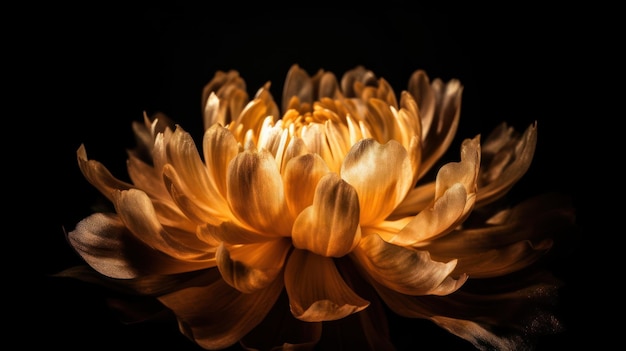 a flower with a black background