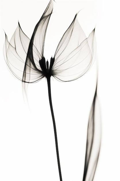 Foto un fiore dallo stelo nero e dall'effetto fumo bianco.