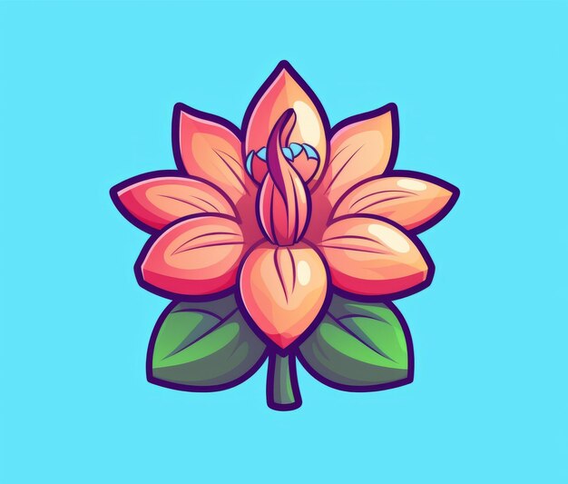 A flower with a blue background