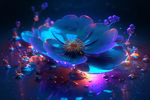 A flower with a blue background