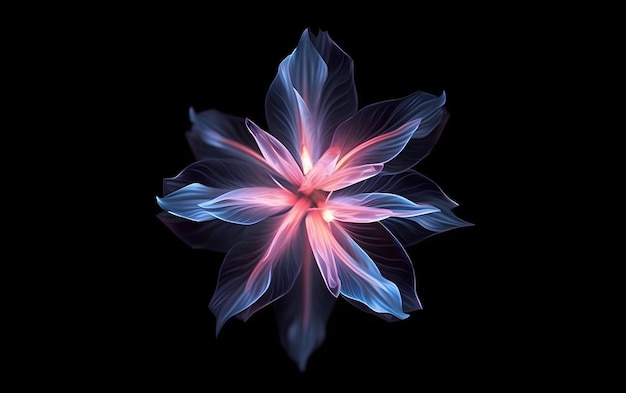 Photo a flower with a blue and pink glow.