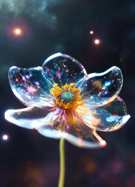 Photo a flower with a bubble in it that says quot star quot