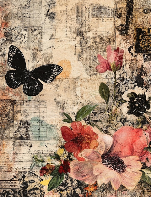 a flower with butterflies and butterflies on it