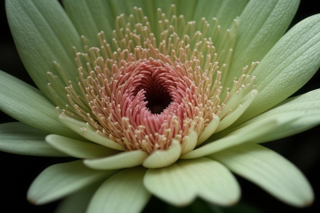 a flower with the center open and the center is pink