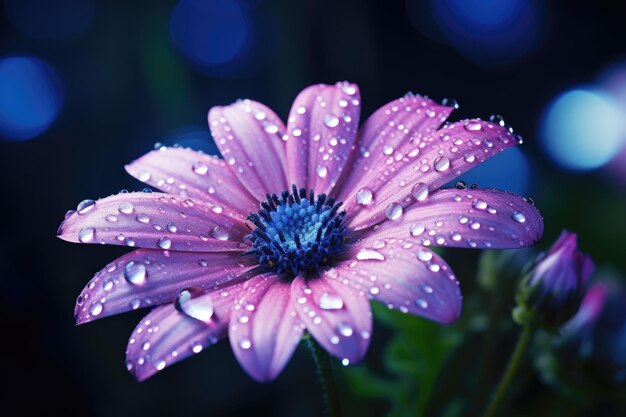 Photo flower with dew dop beautiful macro photography