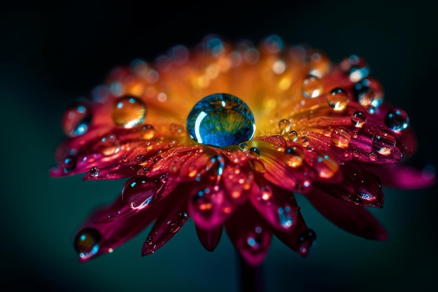 A flower with a drop of water on it