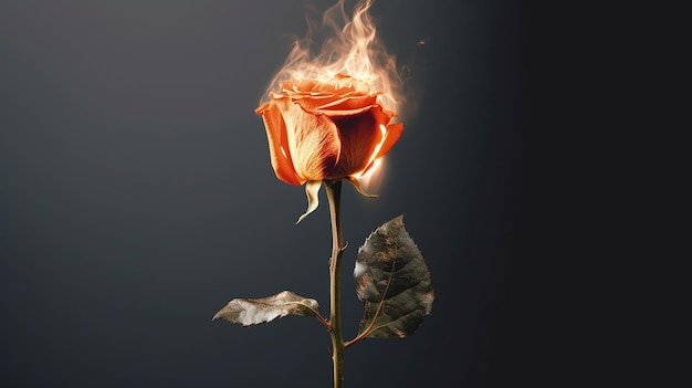 A flower with a flame on it