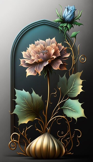 flower with frame and beautiful background generated by ai