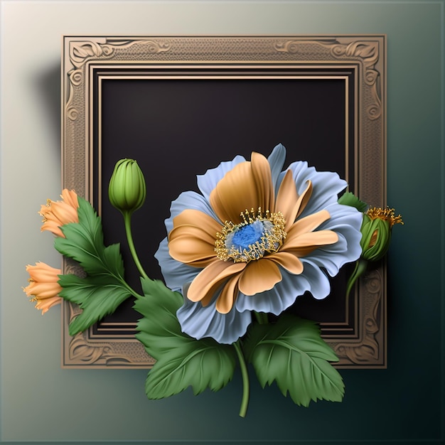 цветок с рамкой и красивым фоном, созданным ai