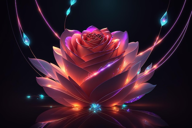 A flower with a glowing flower on it