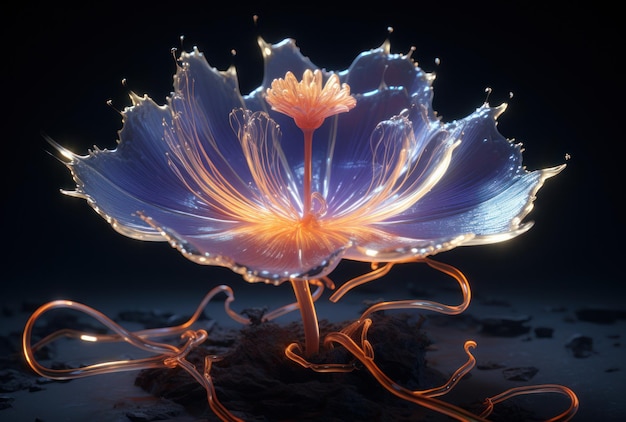 A flower with glowing light