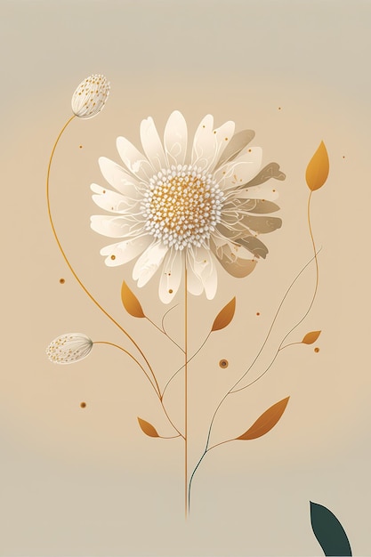 A flower with a gold leaf on it