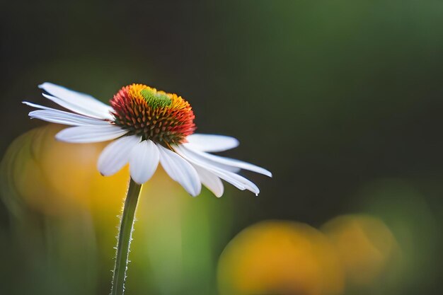 a flower with the green and yellow in the background