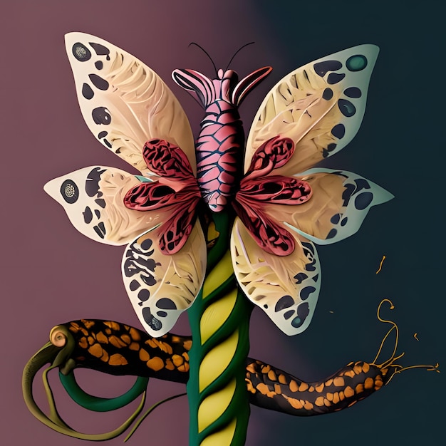 Photo a flower with petals made of butterfly wings and a