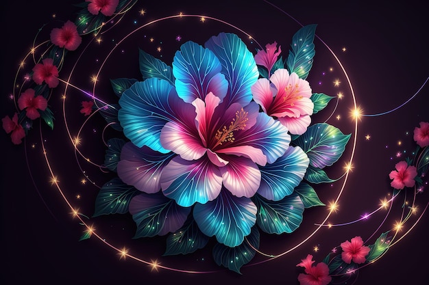 A flower with a pink background