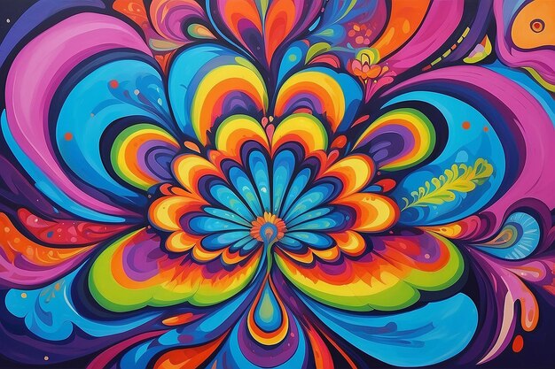 Flower with psychedelic painting