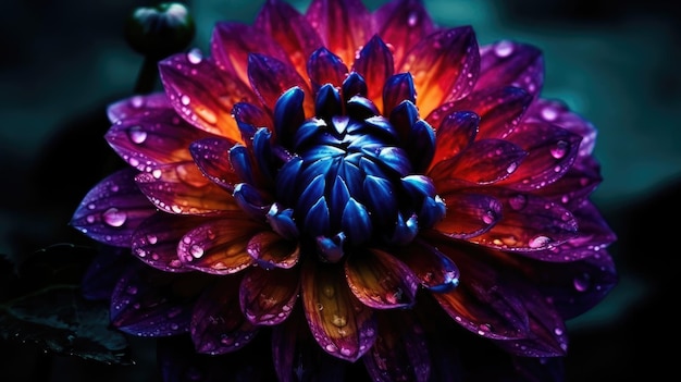 A flower with purple and orange petals