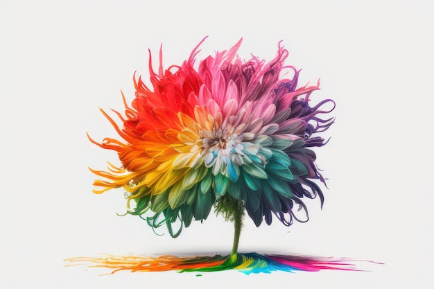 A flower with a rainbow colored pattern is created by person.