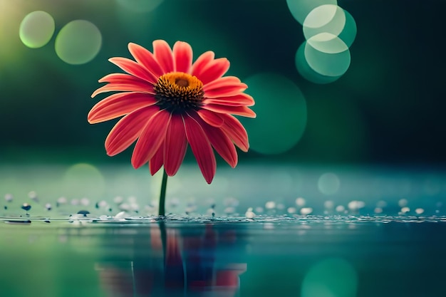 a flower with a red center that says " the name " on it.