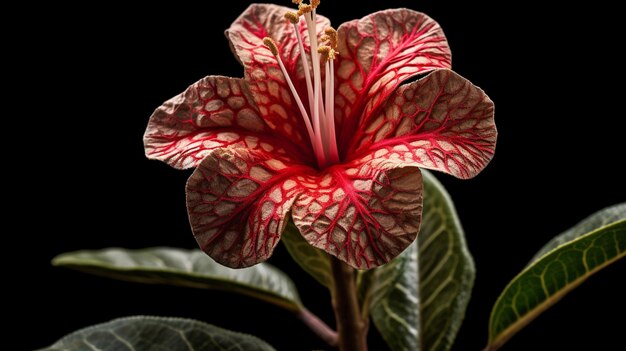 Photo a flower with red and white stripes