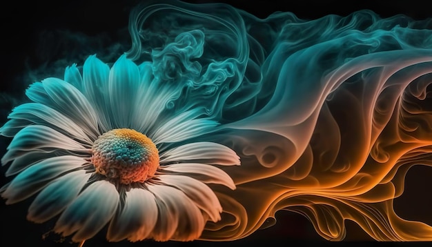 A flower with a smokey background