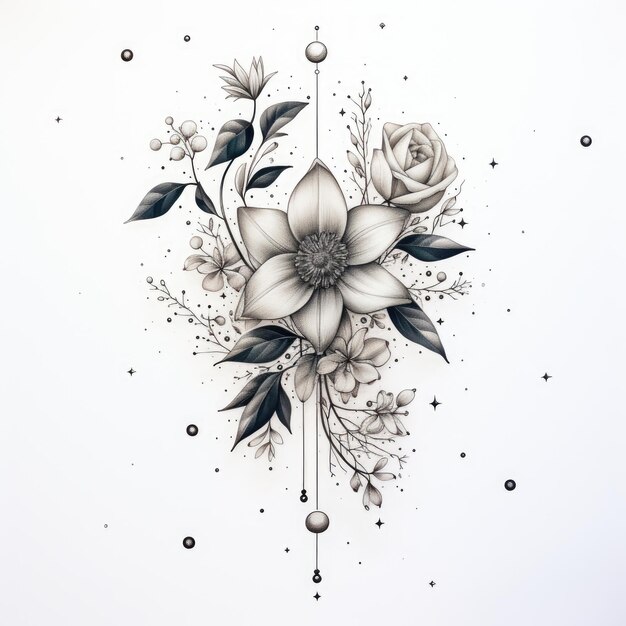 Photo flower with stars in finework style