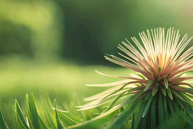 A flower with the sun shining through the leaves