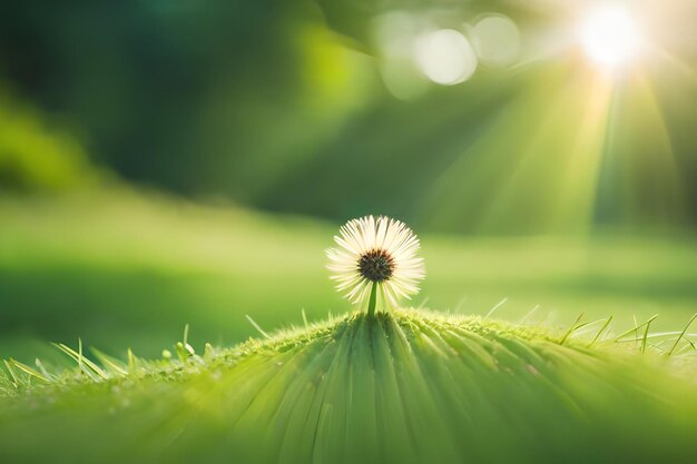 A flower with the sun shining through the leaves