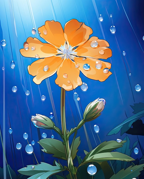 A flower with water droplets captured in closeup Generative AI