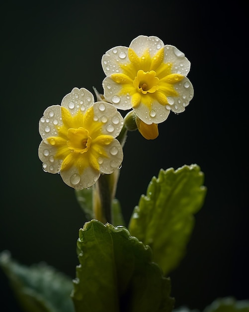 A flower with water droplets on it