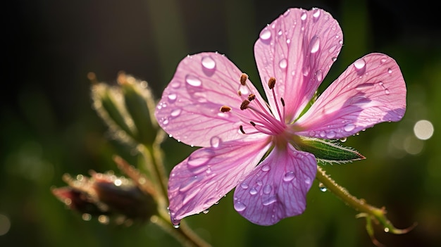 flower with water drops Generative Ai