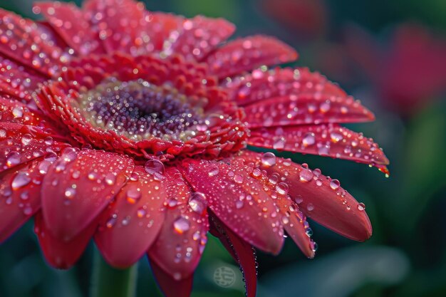 a flower with water drops on it and water droplets on it