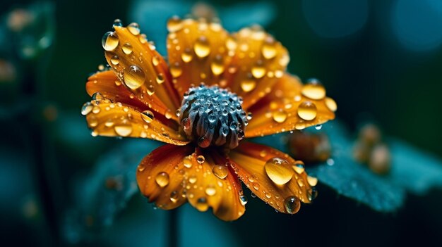 A flower with water drops on it