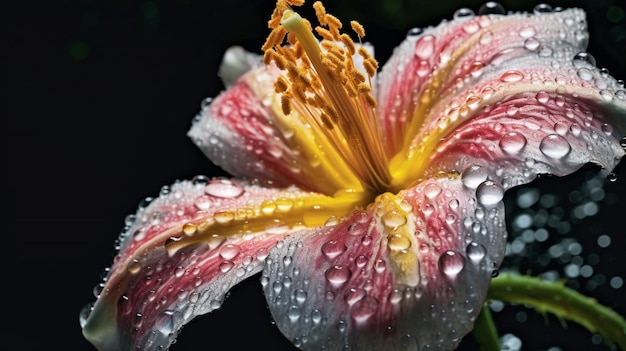 A flower with water drops on it