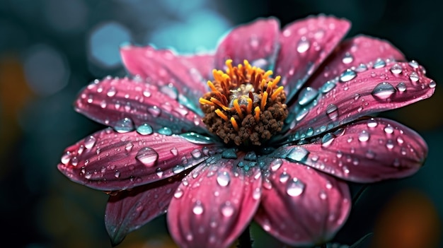 A flower with water drops on it