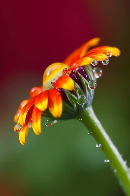 A flower with water drops on it