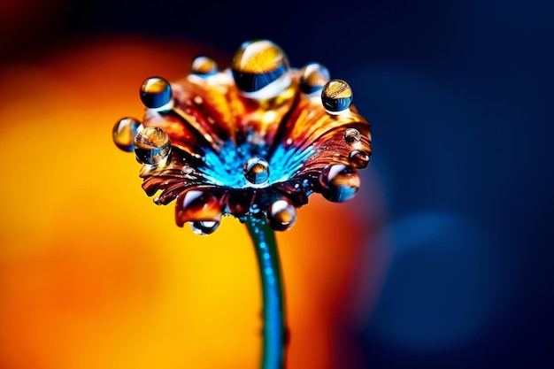 A flower with water drops on it