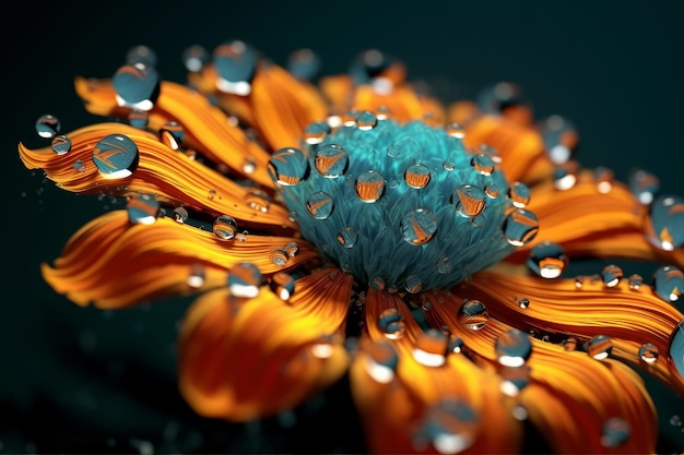 A flower with water drops on it