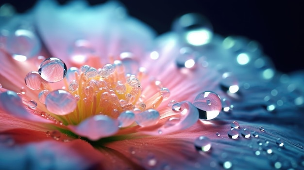 A flower with water drops on it